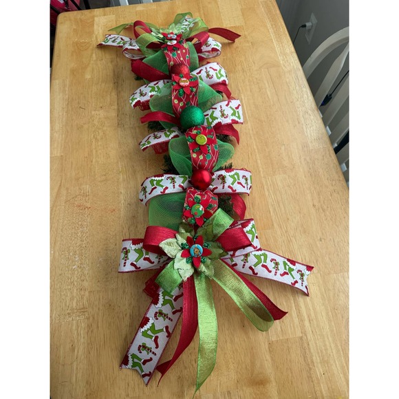 Grinch Mailbox Swag Topper Decoration Handcrafted Christmas Home Decor - Picture 4 of 7